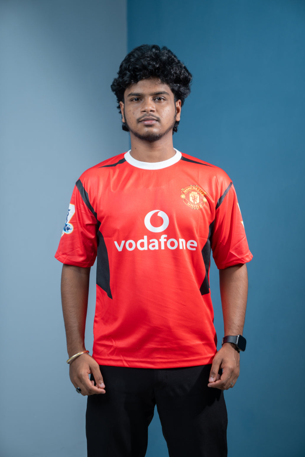 Five Sleeve Round Neck Vodafone Printed Tshirt for men - Red