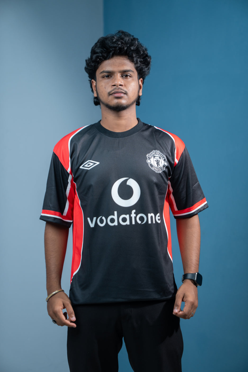 Five Sleeve Round Neck Vodafone Printed Tshirt for men - Black