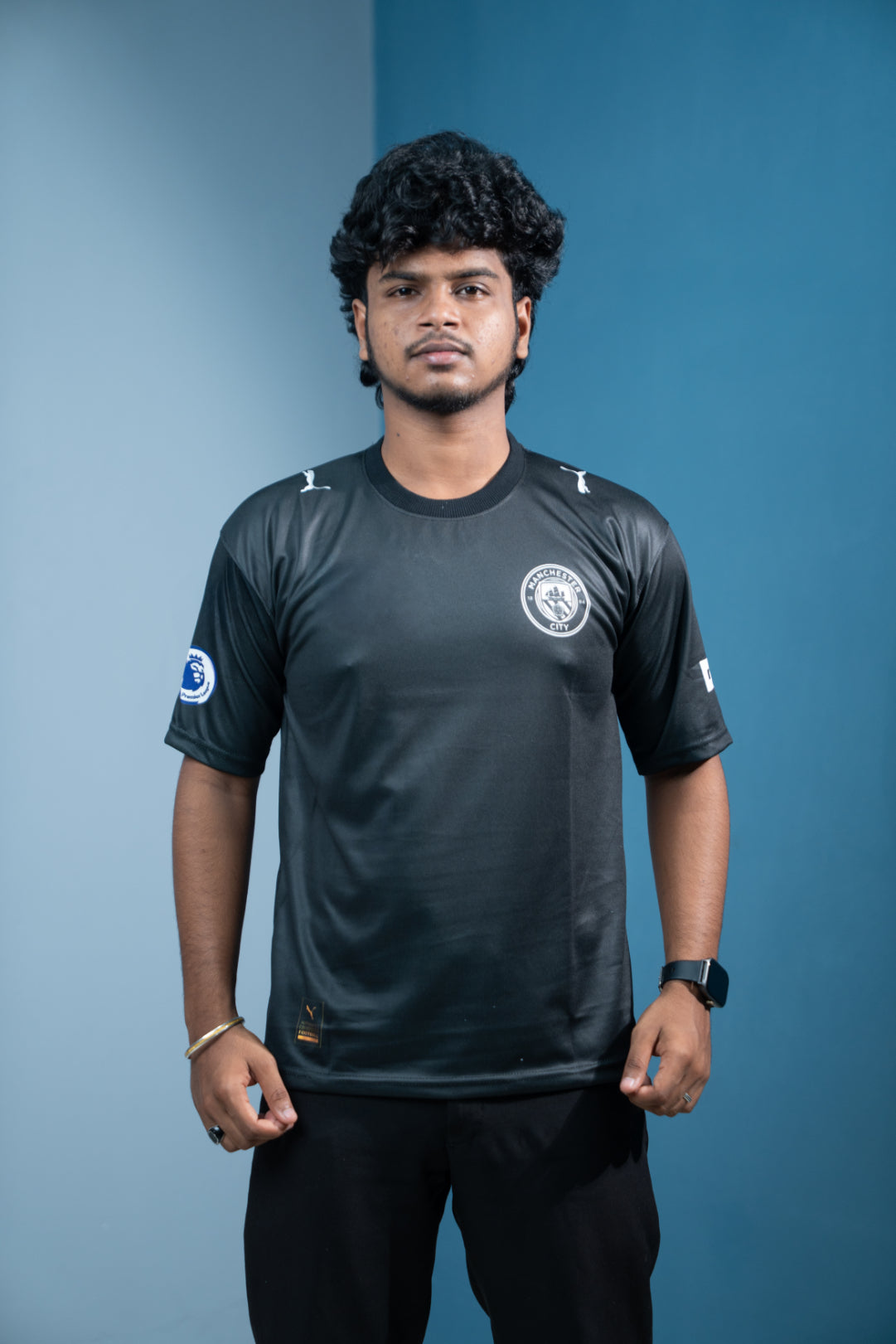 Five Sleeve Round Neck Foden Printed Tshirt for men - Black