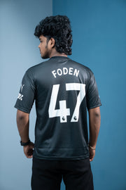 Five Sleeve Round Neck Foden Printed Tshirt for men - Black