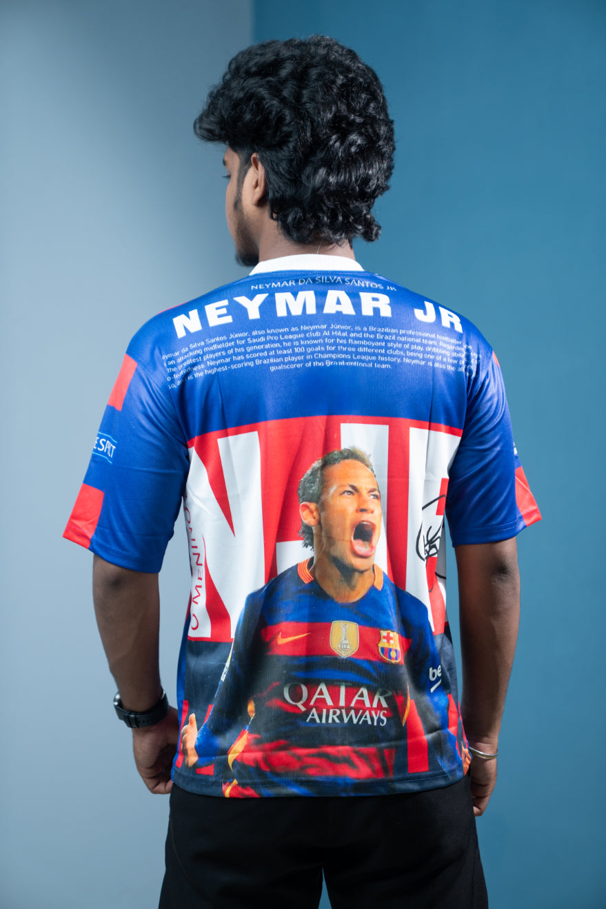 Five Sleeve Round Neck Qatar Printed Tshirt for men - Blue