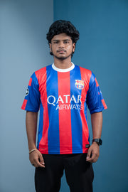 Five Sleeve Round Neck Qatar Printed Tshirt for men - Blue