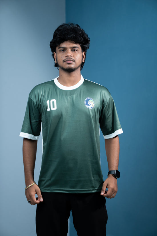 Five Sleeve Round Neck Pelf Printed Jersey Tshirt for men - Green