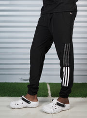 Men's Mesh Cargo Track Pant | Triple Stripe Sports Jogger - Black
