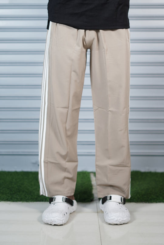 Triple-Stripe Street Baggy Track Pants for Men – Gym & Daily Wear - Sandal – alternate view – 7MAN India
