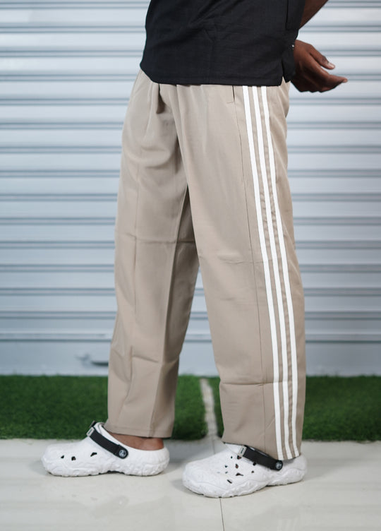 Triple-Stripe Street Baggy Track Pants for Men – Gym & Daily Wear - Sandal – 7MAN Men's Fashion India