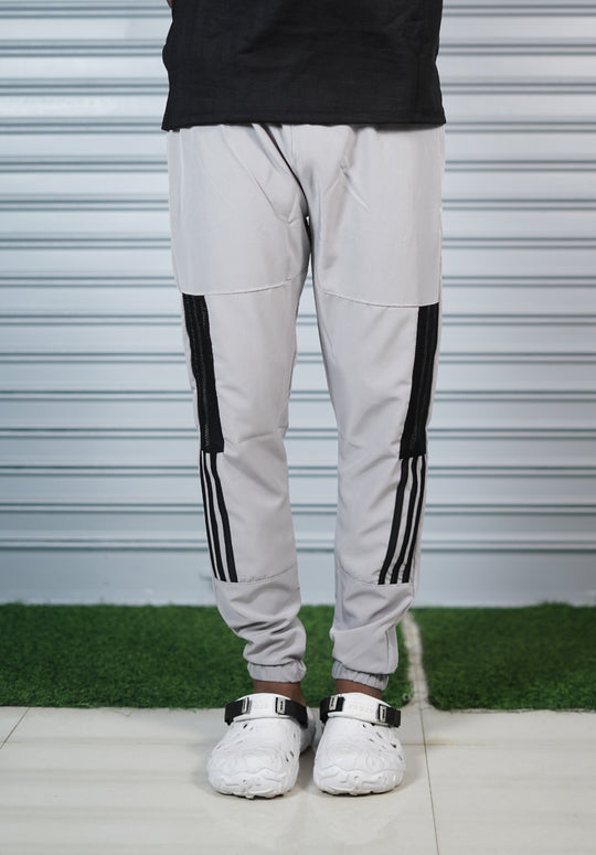 Men's Mesh Cargo Track Pant | Triple Stripe Sports Jogger - Ash – alternate view – 7MAN India