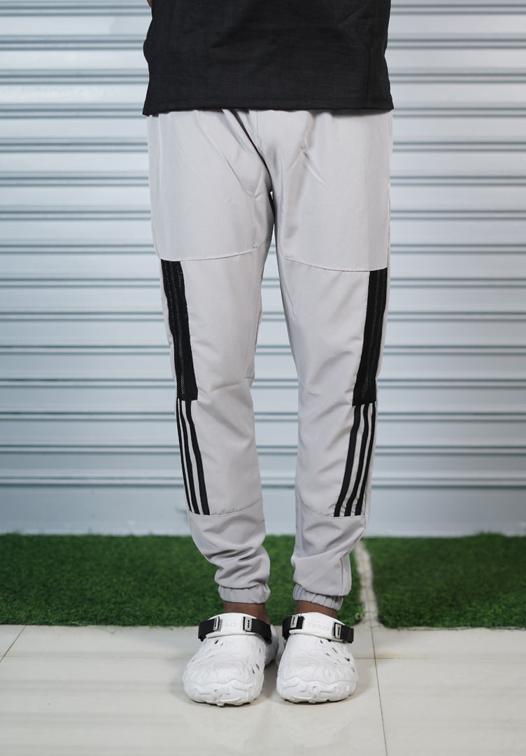 Men's Mesh Cargo Track Pant | Triple Stripe Sports Jogger - Ash