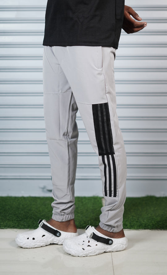 Men's Mesh Cargo Track Pant | Triple Stripe Sports Jogger - Ash – 7MAN Men's Fashion India
