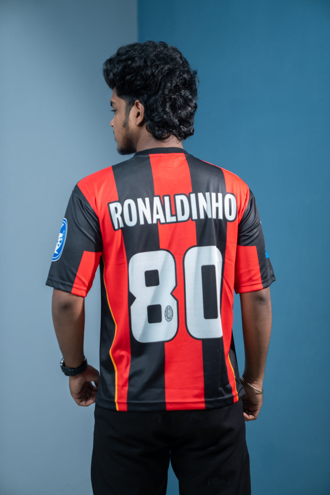 Five Sleeve Round Neck Emirates Printed  Jersey Tshirt for men - Red and Black