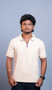 Half Sleeve Korean Zipper ZIG ZAG TShirt for Men  Premium Textured Fit  Sandle mens trending streetwear India 7Man