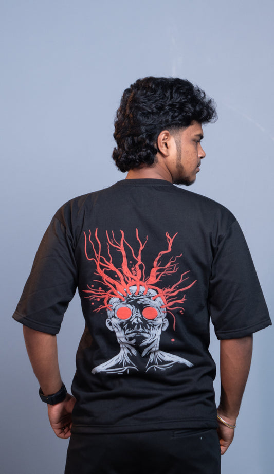Oversized Round Neck HUMAN TShirt for Men  Trendy Streetwear Style  Black mens trending streetwear India 7Man