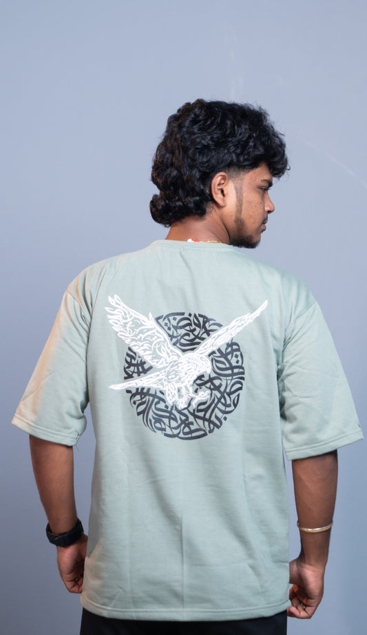 Oversized Round Neck BIRD TShirt for Men  Trendy Streetwear Style  Pista Green mens trending streetwear India 7Man