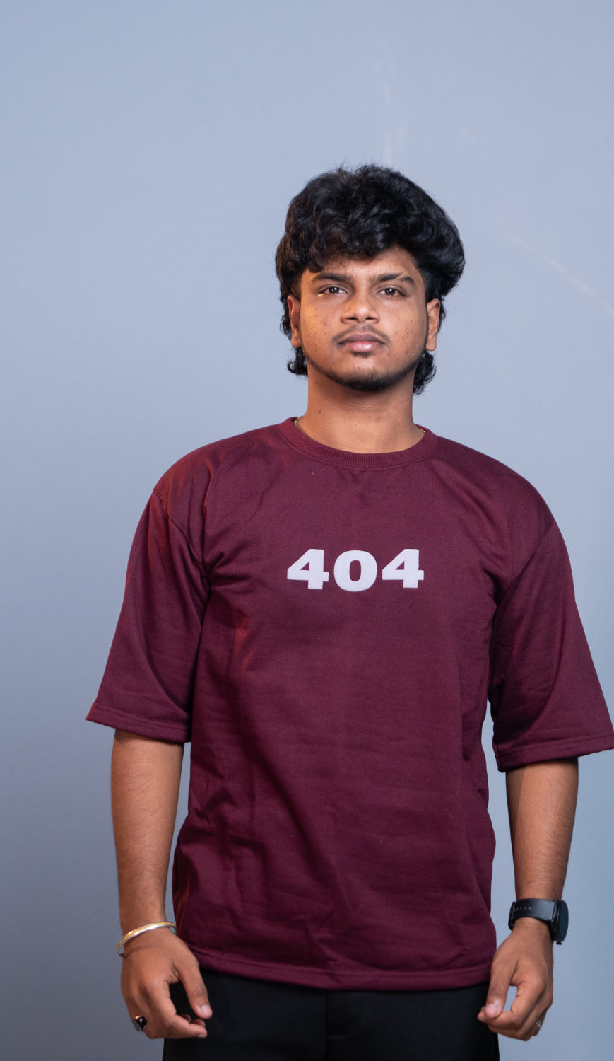 Oversized Round Neck 404 TShirt for Men Trendy Streetwear Style