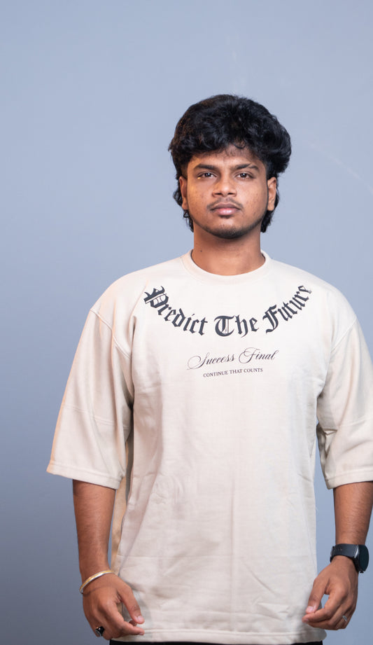 Oversized Round Neck PREDICT THE FUTURE TShirt for Men  Trendy Streetwear Style  Sandle mens trending streetwear India 7Man