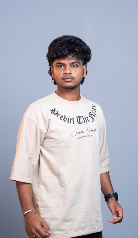 Oversized Round Neck PREDICT THE FUTURE T-Shirt for Men | Trendy Streetwear Style - Sandle