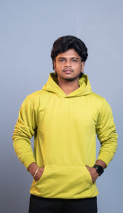 Oversized Full Sleeve Hoodie for Men – Casual Winter Outfit - Mustard Green