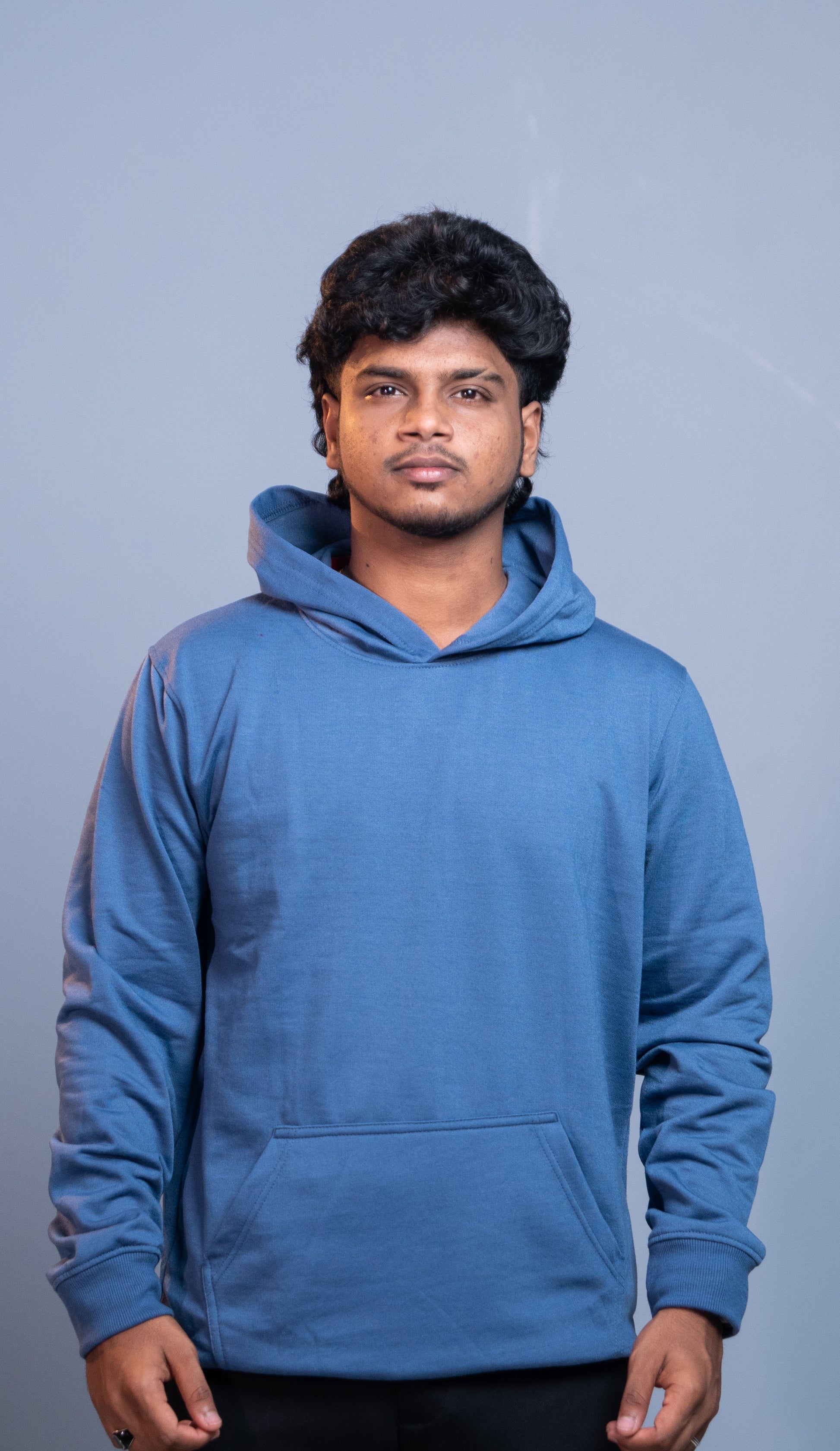 Oversized Full Sleeve Hoodie for Men – Casual Winter Outfit - Denim Blue