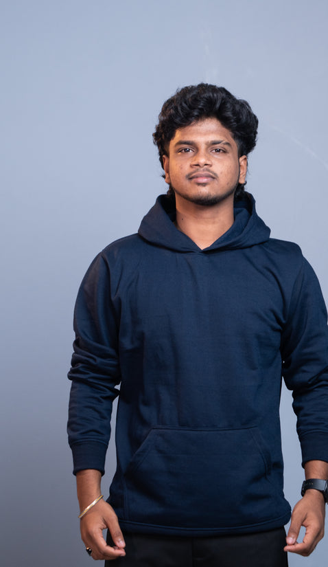 Oversized Full Sleeve Hoodie for Men – Casual Winter Outfit - Navy Blue