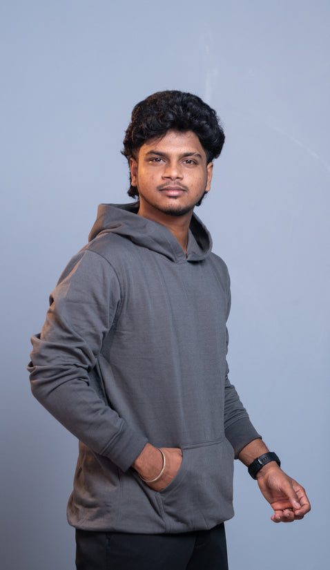 Oversized Full Sleeve Hoodie for Men – Casual Winter Outfit - Grey