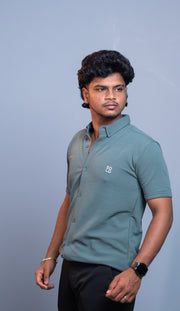 Half Sleeve 07 Lycra Shirt for Men - olive green