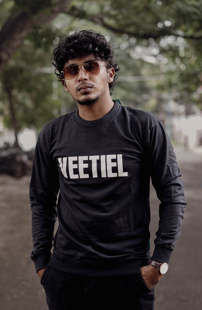 BACK PRINT FULL SLEEVE TSHIRT-BLACK - VEETIEL