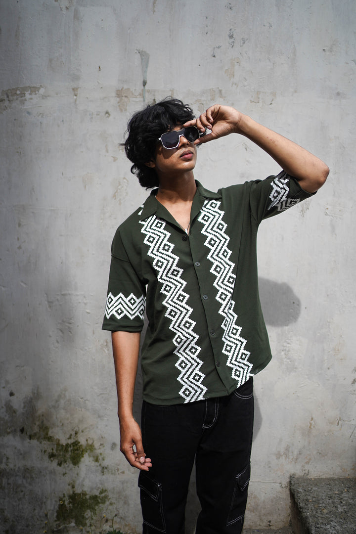 TRENDY FIVE SLEEVE SHIRT- MEHANDI GREEN