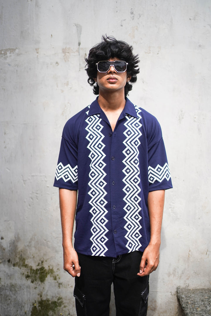 TRENDY FIVE SLEEVE SHIRT- NAVY BLUE