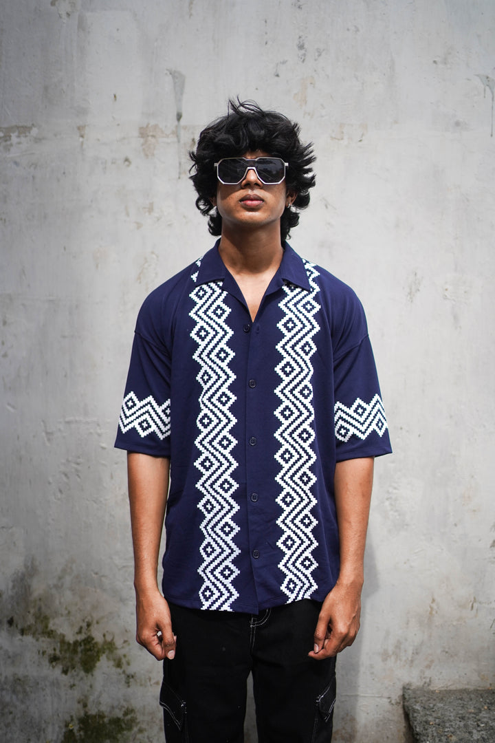 TRENDY FIVE SLEEVE SHIRT- NAVY BLUE