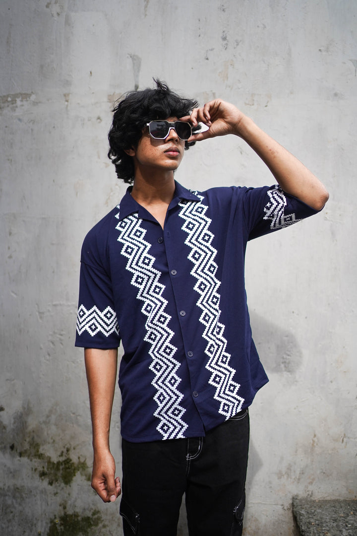 TRENDY FIVE SLEEVE SHIRT- NAVY BLUE