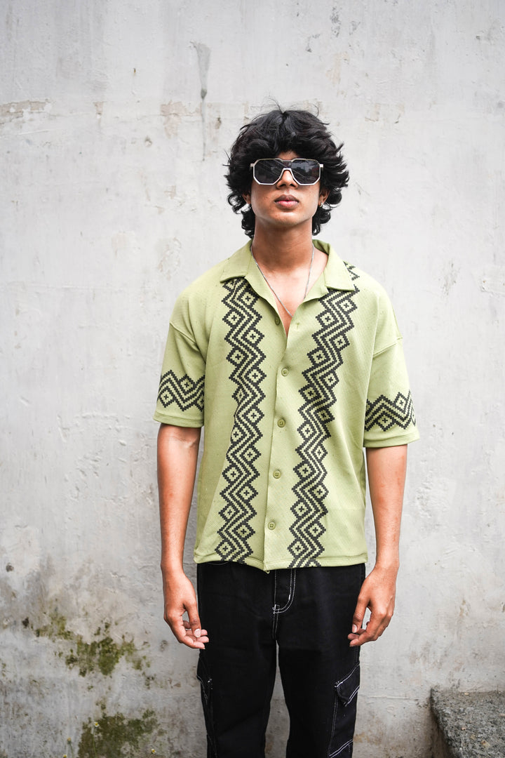 TRENDY FIVE SLEEVE SHIRT- PISTHA GREEN