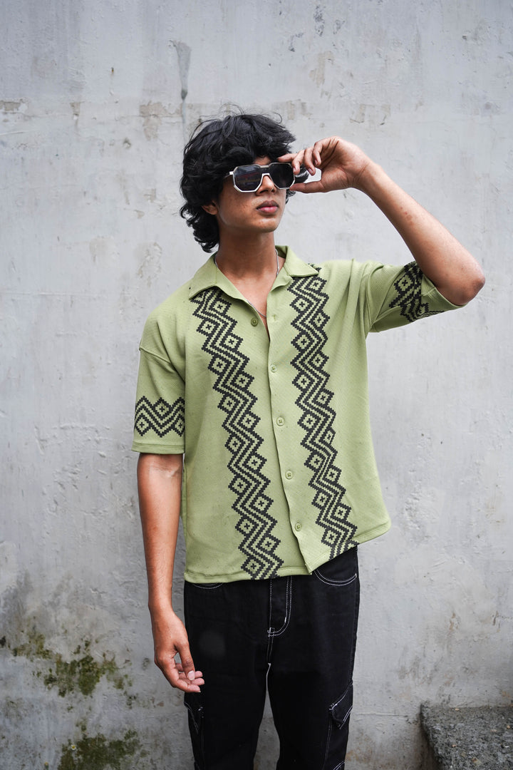 TRENDY FIVE SLEEVE SHIRT- PISTHA GREEN