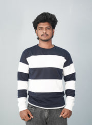 Full Sleeve Round Neck Cuttens Tshirt for Men-navy blue-T-Shirt-7 Man