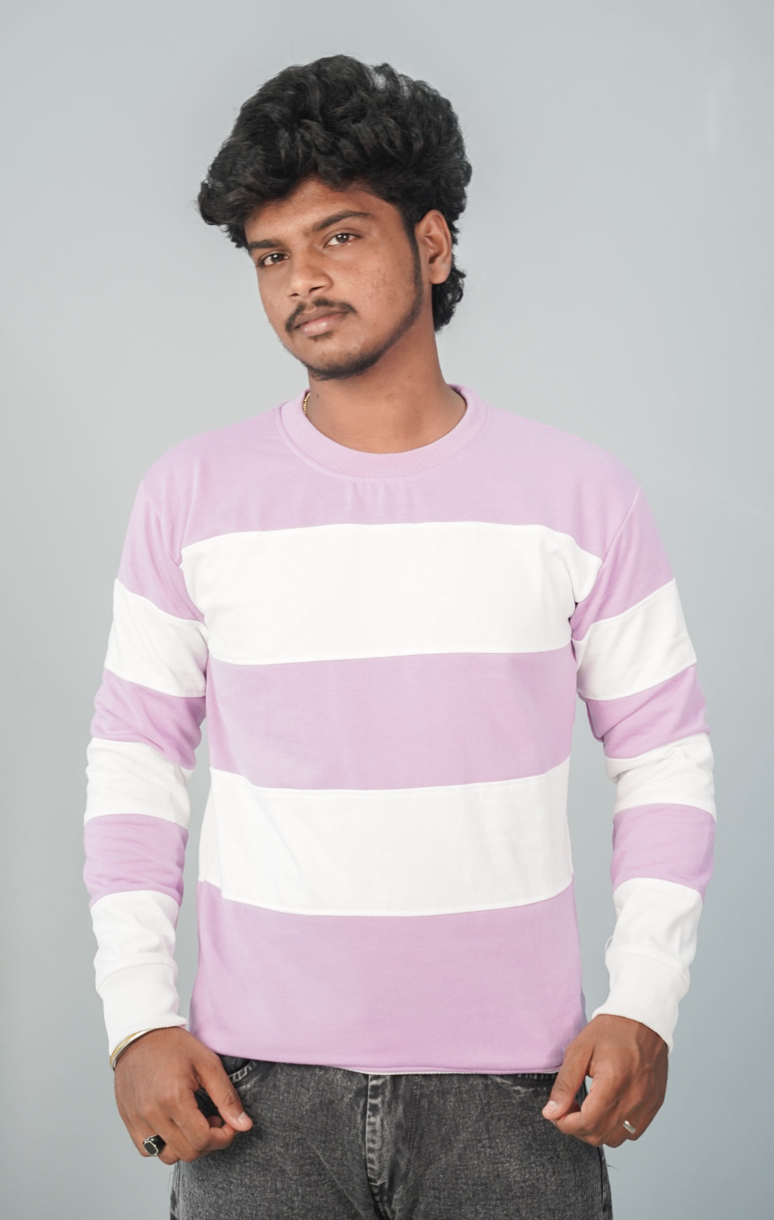 Full Sleeve Round Neck Cuttens Tshirt for Men-purple