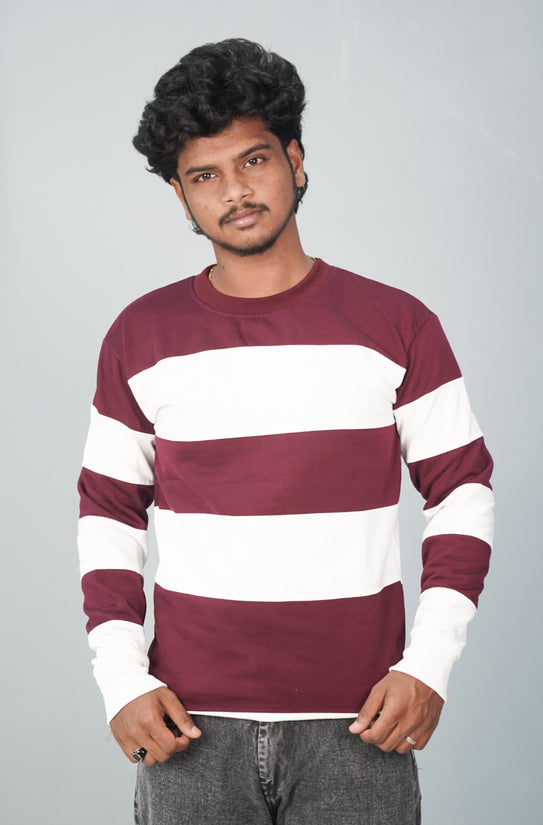 Full Sleeve Round Neck Cuttens Tshirt for Men- maroon