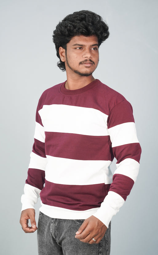 Full Sleeve Round Neck Cuttens Tshirt for Men- maroon