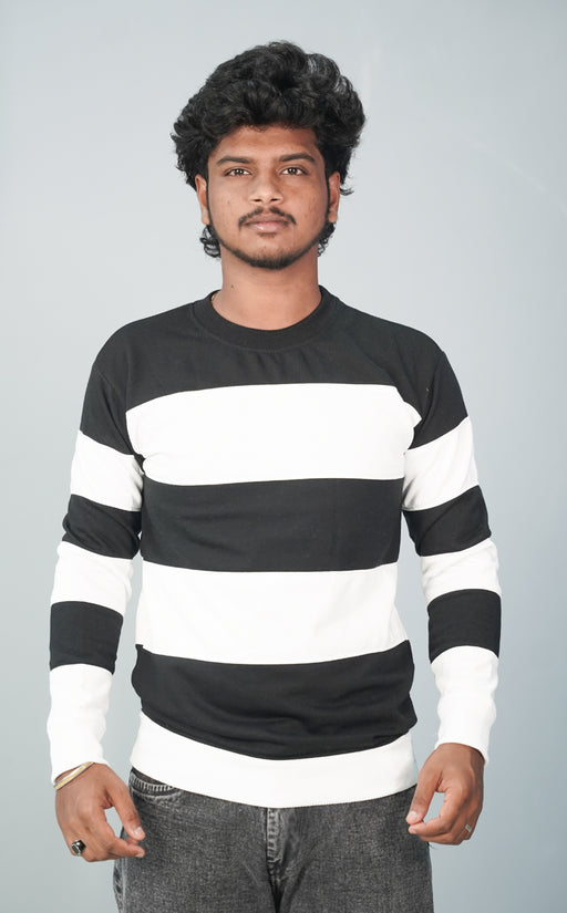 Full Sleeve Round Neck Cuttens Tshirt for Men-  black