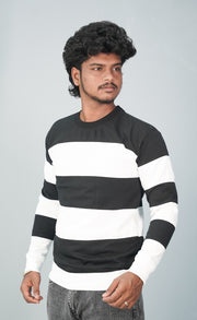 Full Sleeve Round Neck Cuttens Tshirt for Men- black-T-Shirt-7 Man