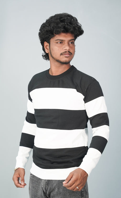Full Sleeve Round Neck Cuttens Tshirt for Men-  black