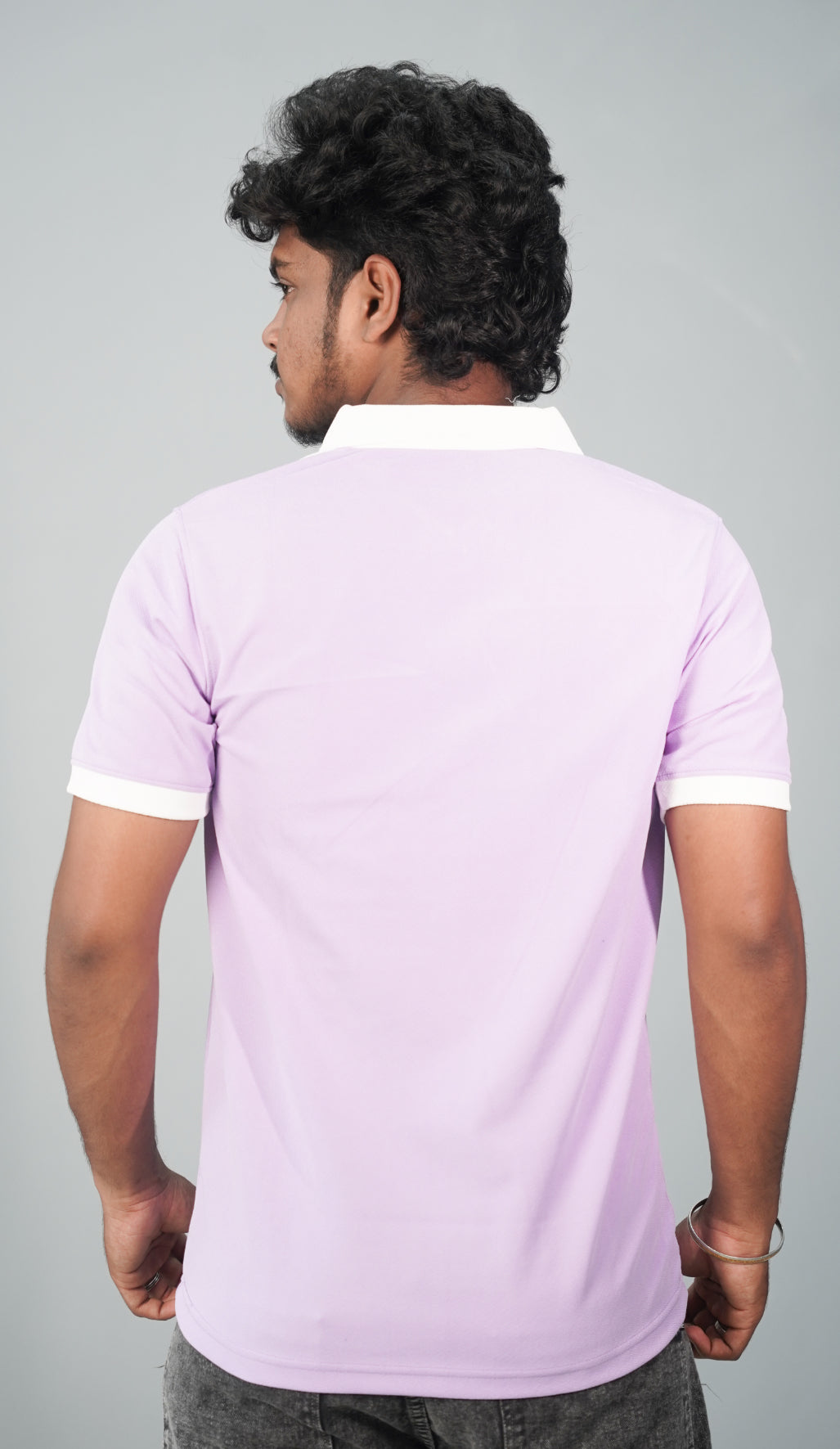 Korean Cuttens Half Sleeve Collar Neck ZIpper Tshirt for Men- Purple