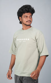 Five Sleeve Round Neck STAR Printed Tshirt for Men-Pista Green-T-Shirt-7 Man