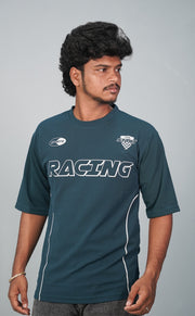 Five Sleeve Round Neck RACING Printed Tshirt for Men-Ramar Blue-T-Shirt-7 Man