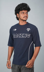 Five Sleeve Round Neck RACING Printed Tshirt for Men-Navy Blue-T-Shirt-7 Man