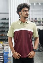 Load image into Gallery viewer, Mens Half Sleeve Polo Cuttens Collar Neck T-Shirt - Maroon 
