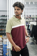 Load image into Gallery viewer, Mens Half Sleeve Polo Cuttens Collar Neck T-Shirt - Maroon 
