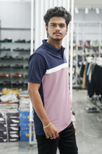 Load image into Gallery viewer, Mens Half Sleeve Polo Cuttens Collar Neck T-Shirt - Purple
