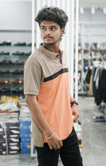 Load image into Gallery viewer, Mens Half Sleeve Polo Cuttens Collar Neck T-Shirt - Orange

