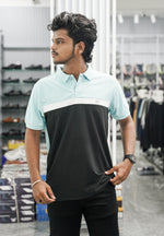 Load image into Gallery viewer, Mens Half Sleeve Polo Cuttens Collar Neck T-Shirt - Black-7 Man
