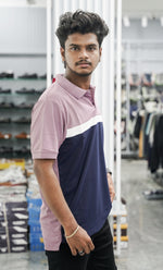 Load image into Gallery viewer, Mens Half Sleeve Polo Cuttens Collar Neck T-Shirt - Navy Blue
