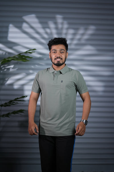 Men's Short Sleeve Polo T-Shirt | Premium Collar Neck Casual Wear - Pista Green